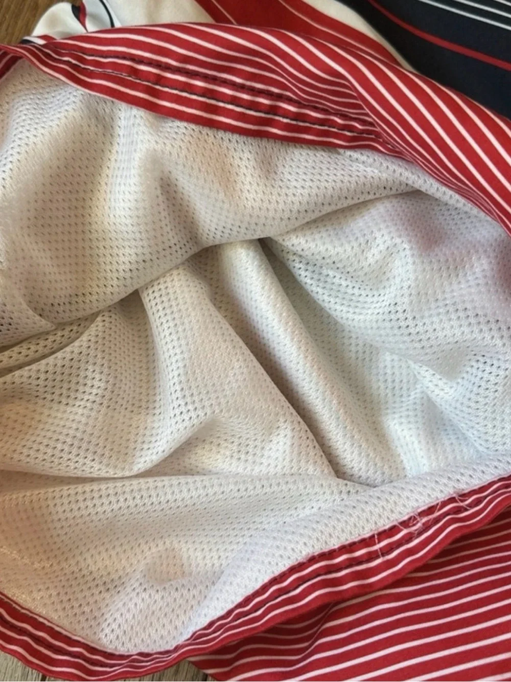 OP Patriotic Red White Blue Striped Lined Swim Trunks Board Shorts XL 40/42